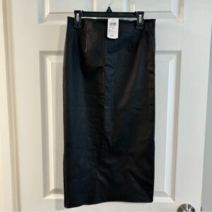 Windsor Black Faux Leather Midi Pencil Skirt NWT